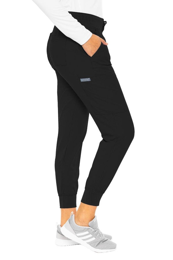 MedCouture Insight 2711 scrub pant in black from Coulee Scrubs. side view