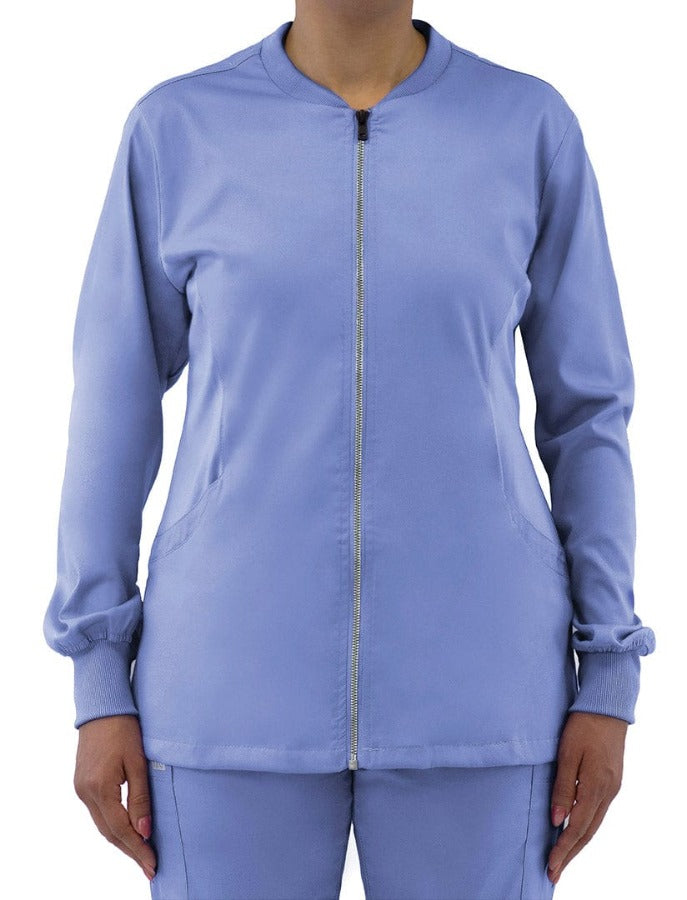 IRG Edge zip jacket has stretchy sides for comfort. A best seller at Coulee Scrubs. 