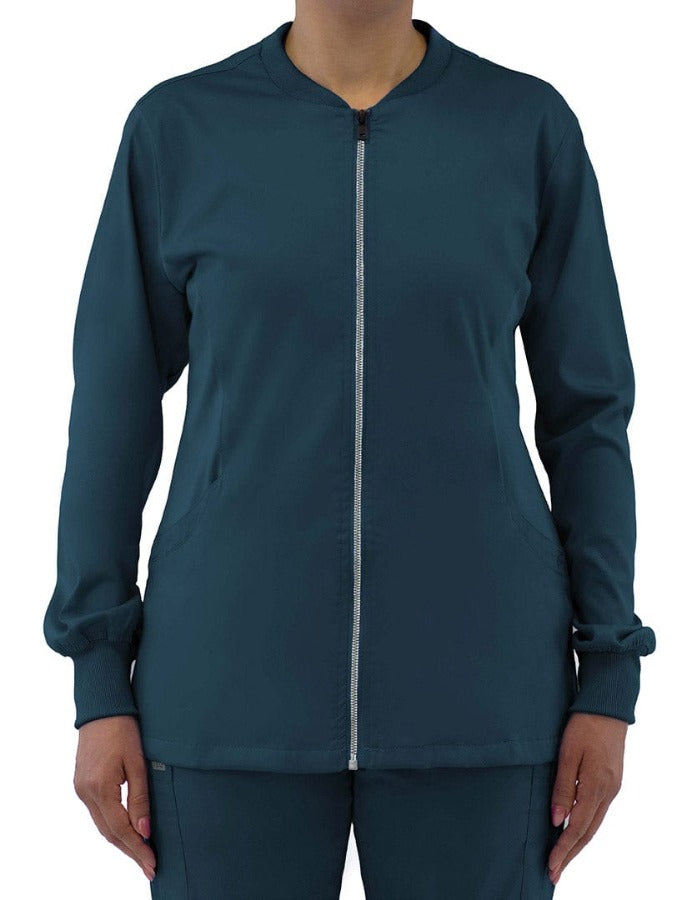 IRG Edge zip jacket has stretchy sides for comfort. A best seller at Coulee Scrubs.
