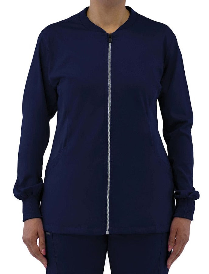 IRG Edge zip jacket has stretchy sides for comfort. A best seller at Coulee Scrubs.