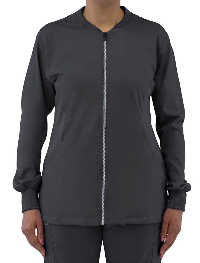 IRG Edge zip jacket has stretchy sides for comfort. A best seller at Coulee Scrubs.
