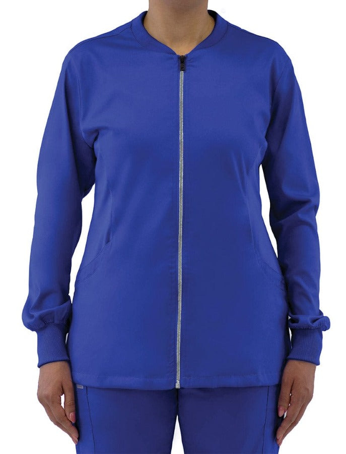IRG Edge zip jacket has stretchy sides for comfort. A best seller at Coulee Scrubs.