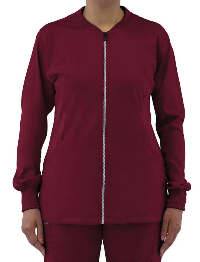 IRG Edge zip jacket has stretchy sides for comfort. A best seller at Coulee Scrubs.