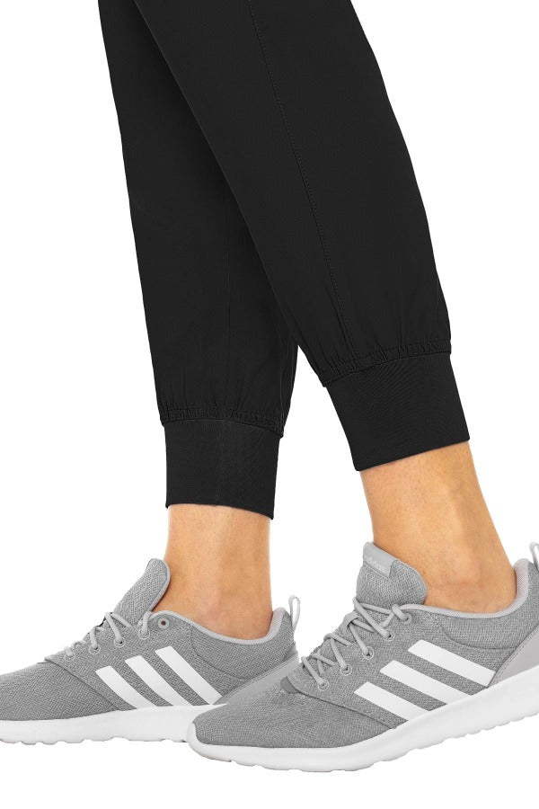 MedCouture Insight 2711 scrub pant in black from Coulee Scrubs.  View of jogger cuffs