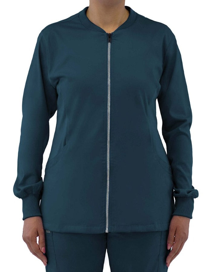 IRG Edge zip jacket has stretchy sides for comfort. A best seller at Coulee Scrubs. 