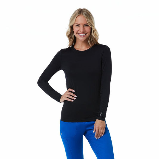 Maevn Bestee under scrub top at Coulee Scrubs in black