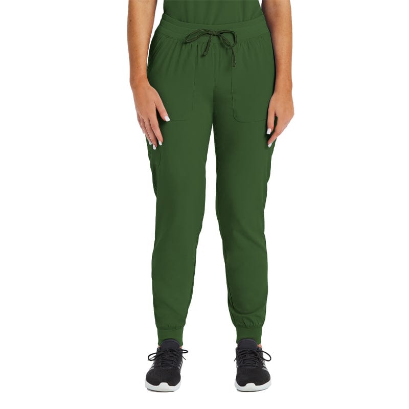 Maevn Impulse jogger pants in Olive Green, a best seller at Coulee Scrubs. 